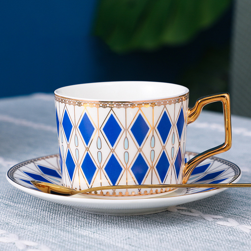 220ml blue gold cup and saucer