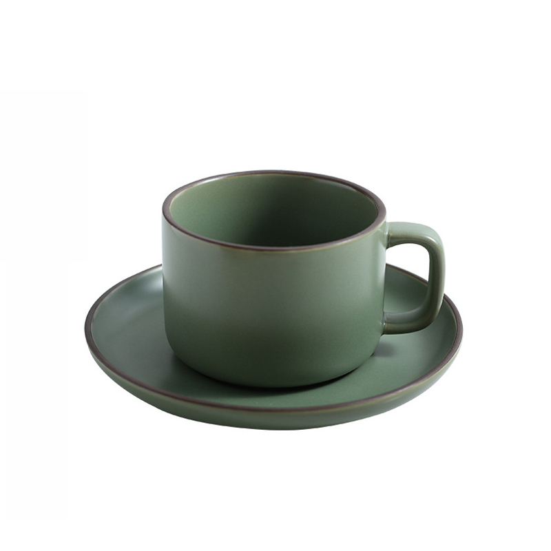 220 ml tamsiai žalios spalvos puodelis ir lėkštė