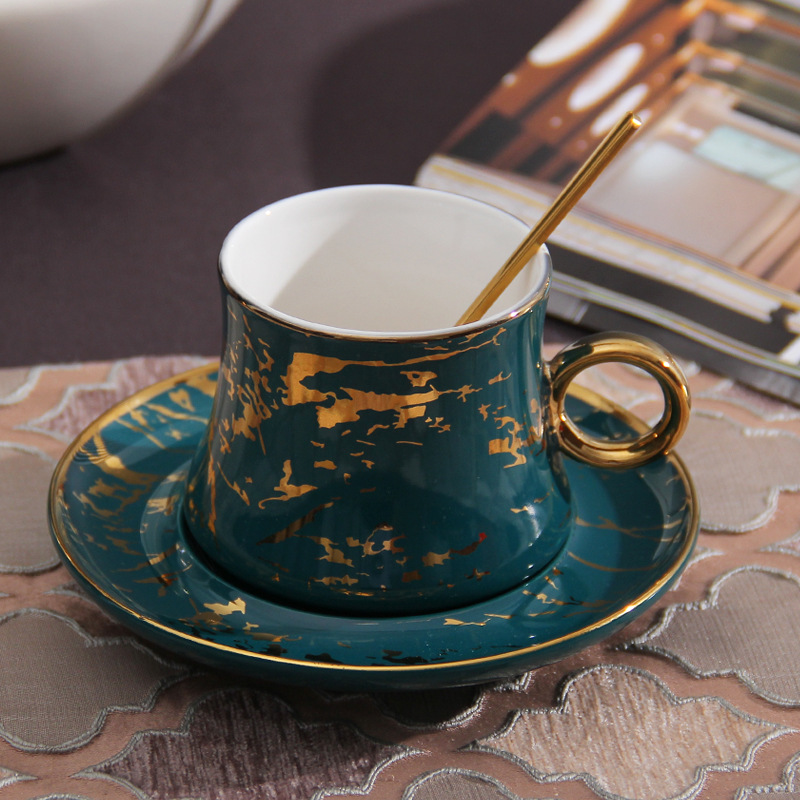 220ml green gold cup and saucer