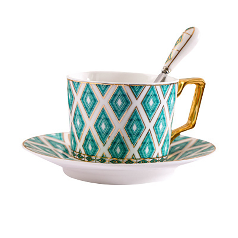 220ml green gold cup and saucer