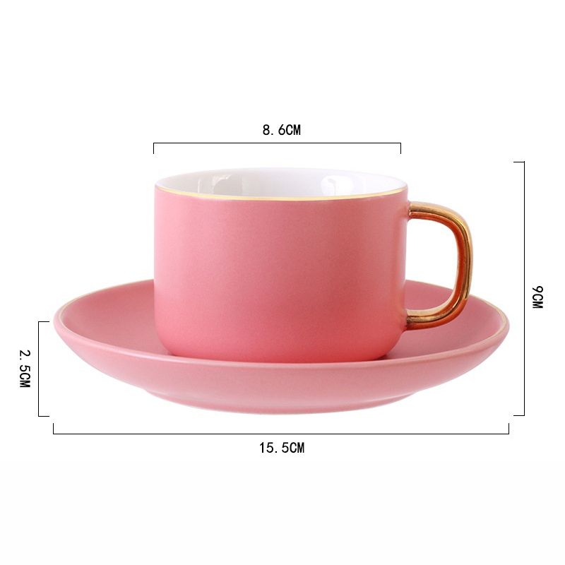 220 ml rožinio aukso puodelis ir lėkštė