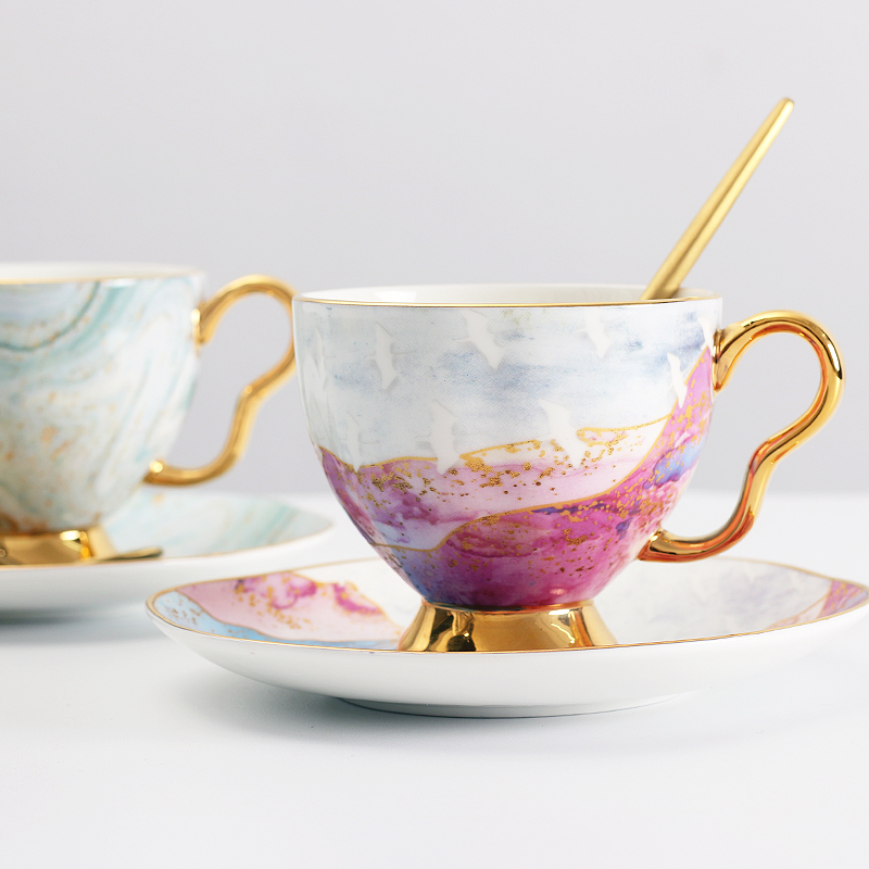 220ml purple gold cup and saucer