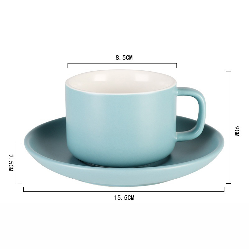 220 ml dangaus mėlynumo puodelis ir lėkštė