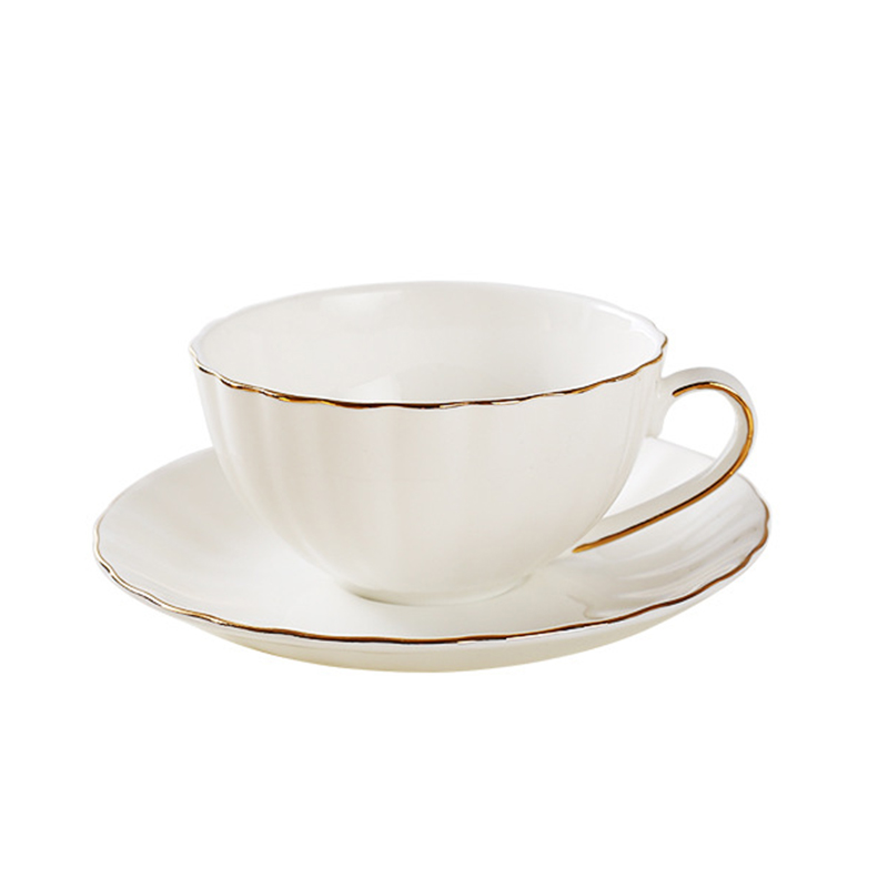 220ml white gold cup and saucer