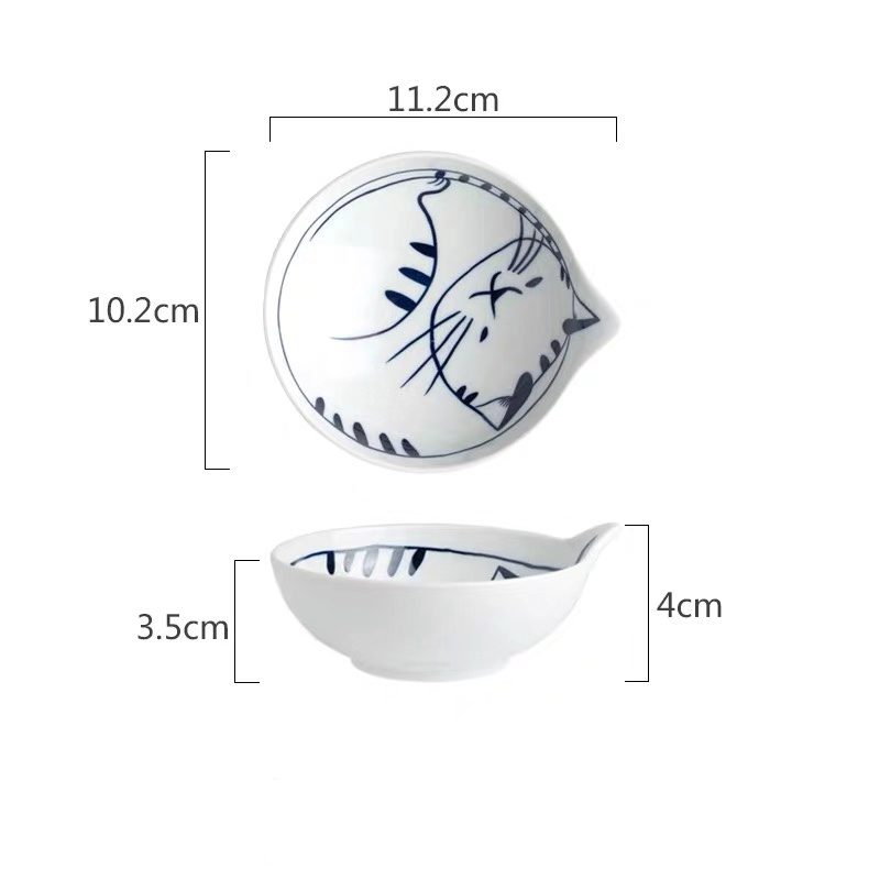 4.5 inch blue cartoon cat bowl-A1