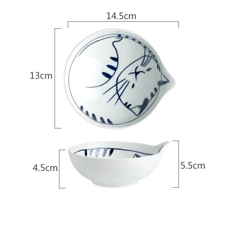 5.5 inch blue cartoon cat bowl-A2