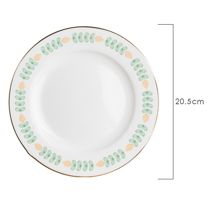 Green color leaves 8-inch plate dishweight 265g