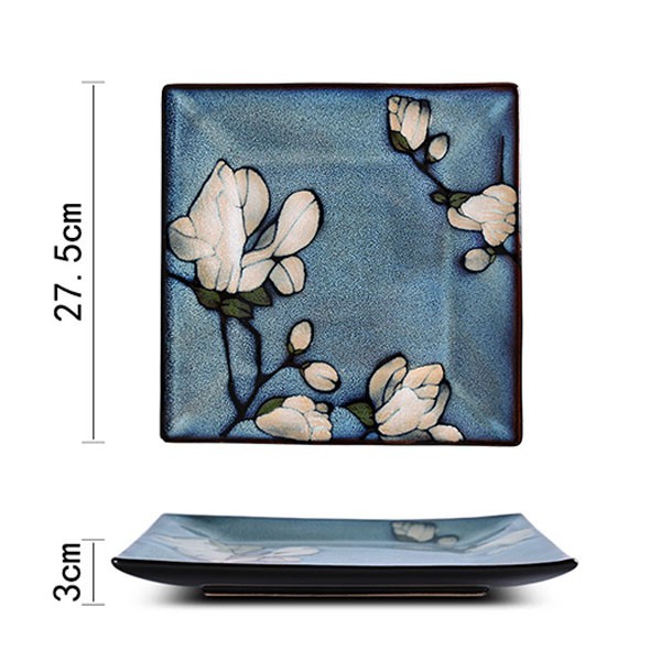 10 inch blue square plate