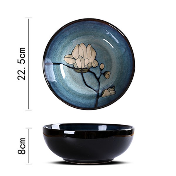 9 inch blue soup bowl