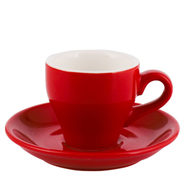180ml red cup and saucer