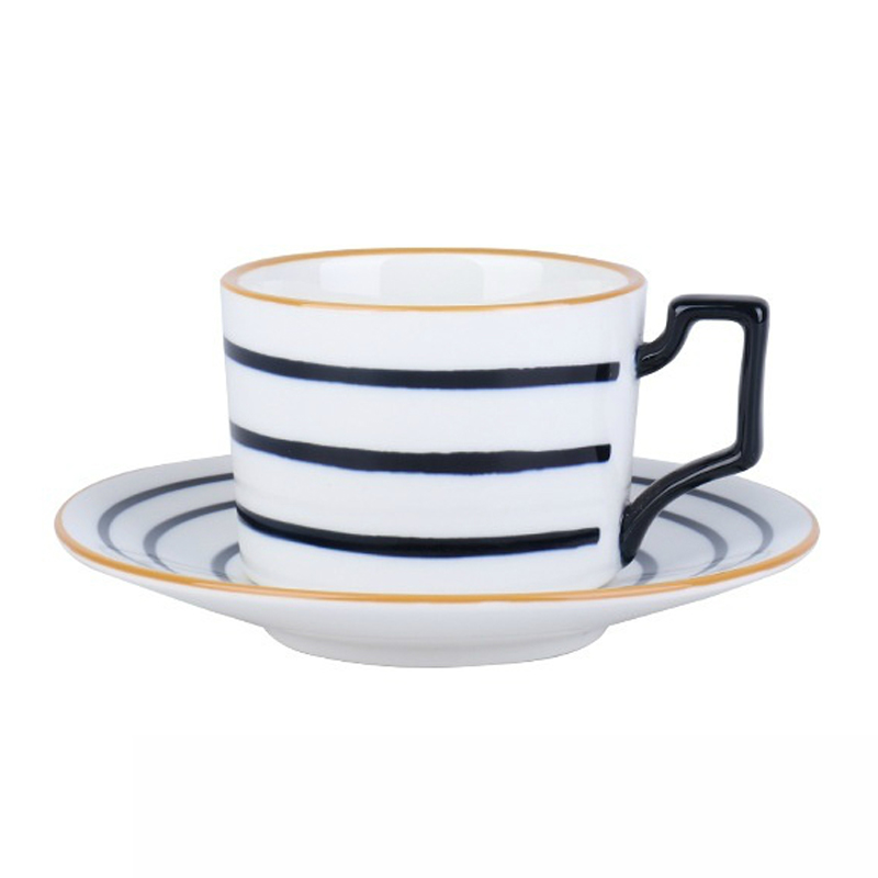 200ml white-patterned cup and saucer