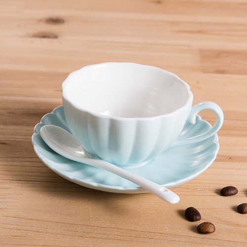 220ml Matte Blue Cup & Saucer