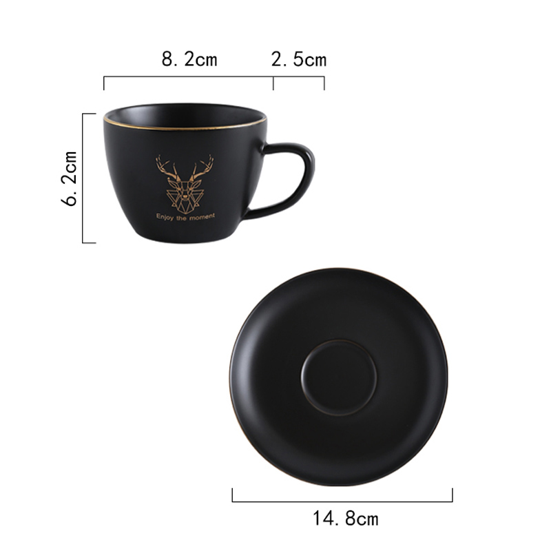 220ml black cup and saucer