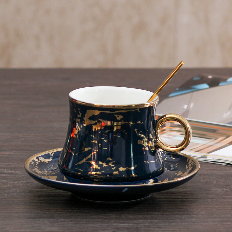 220ml black gold cup and saucer