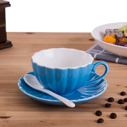 220ml bright blue cup and saucer