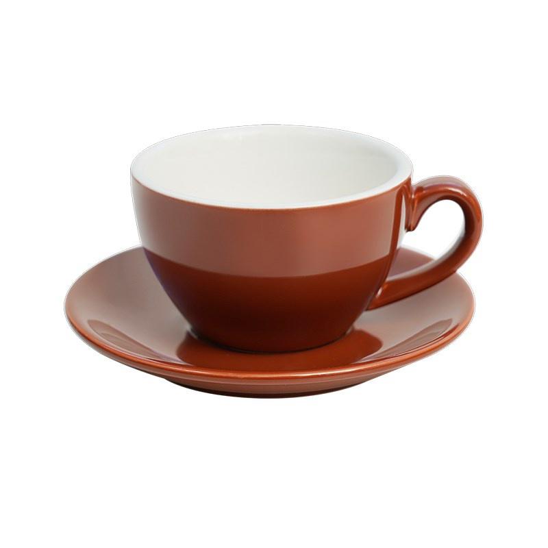 220ml bright brown cups and saucers