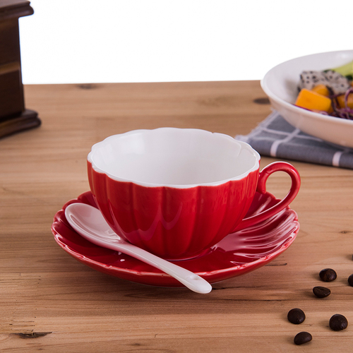 220ml bright red cup and saucer