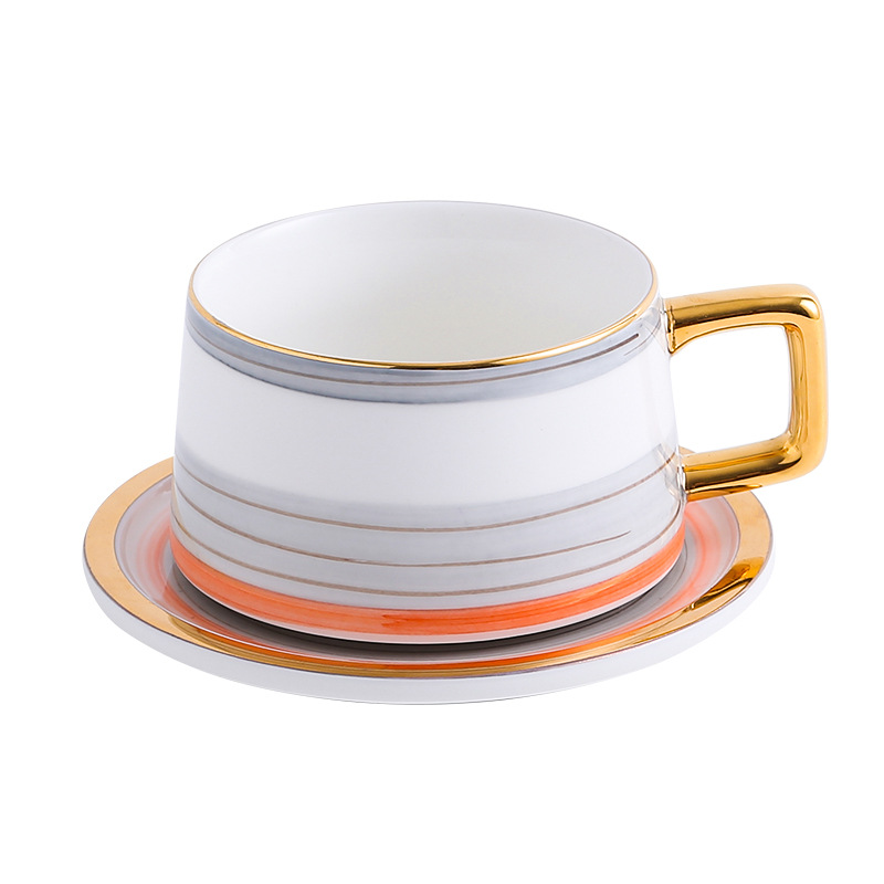 220ml colorful gold cup and saucer