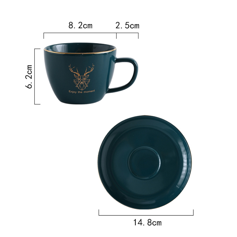 220ml dark green cup and saucer