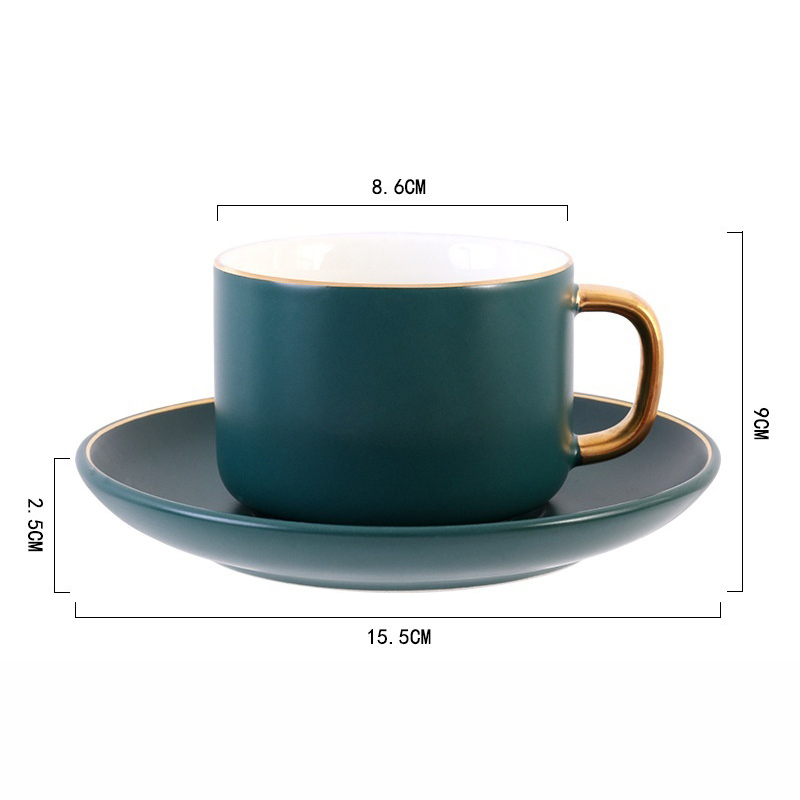 220ml green gold cup and saucer