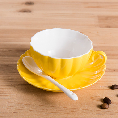 220ml matte yellow cup and saucer