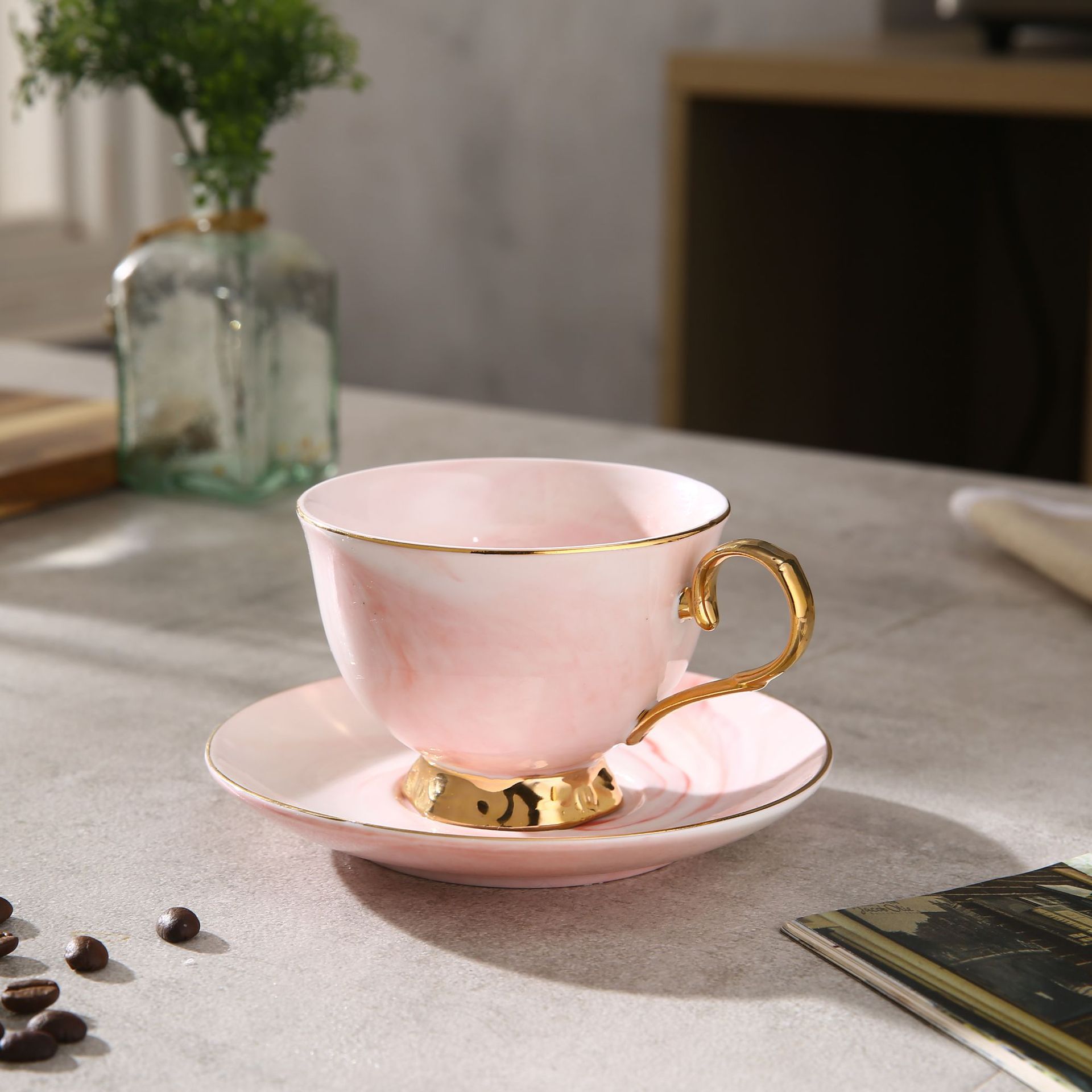 220ml pink gold cup and saucer