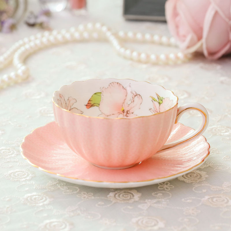 220ml pink pumpkin cup and saucer