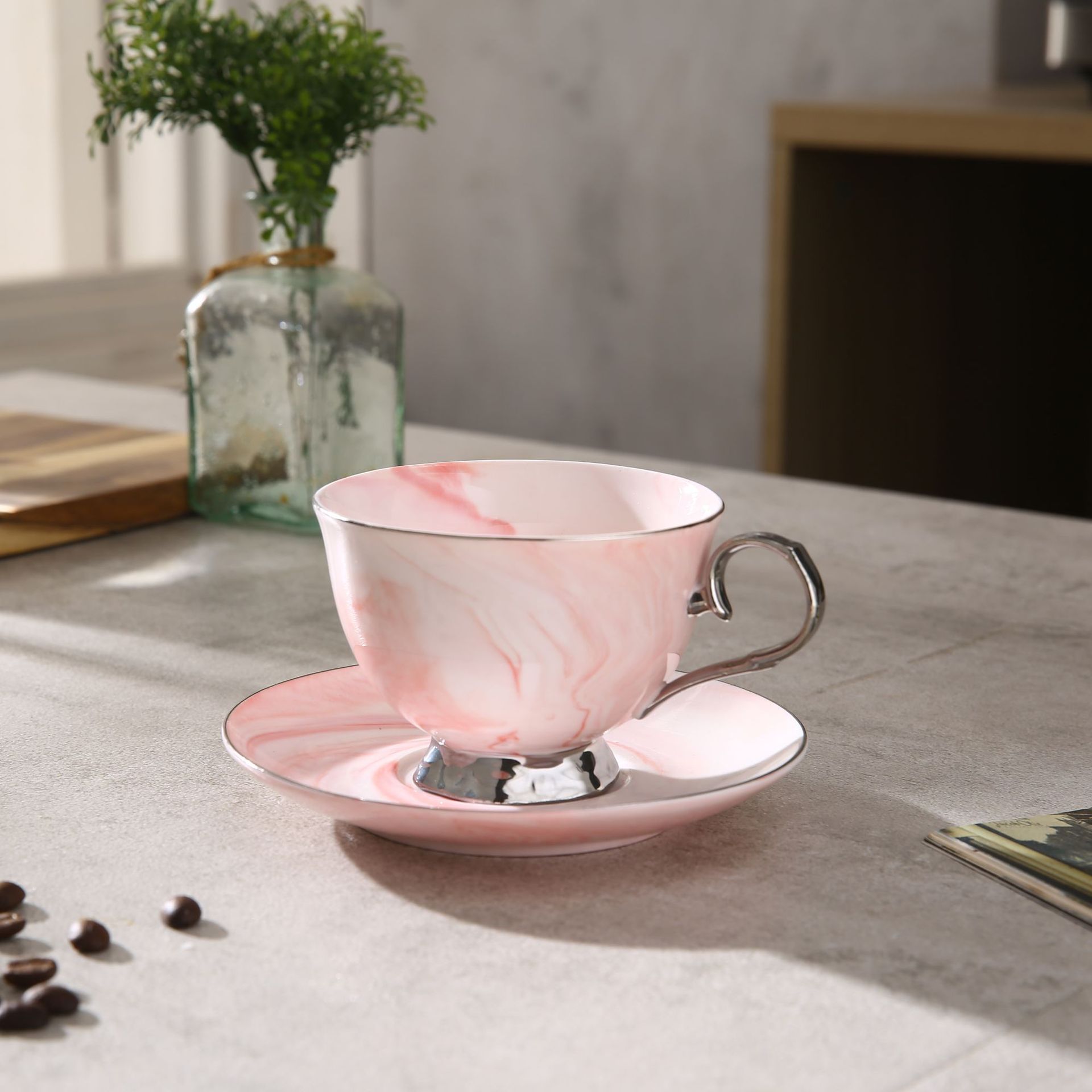 220ml powder silver cup and saucer