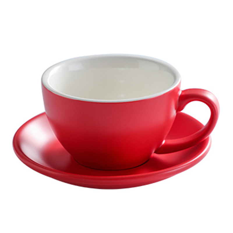 220ml red cup and saucer