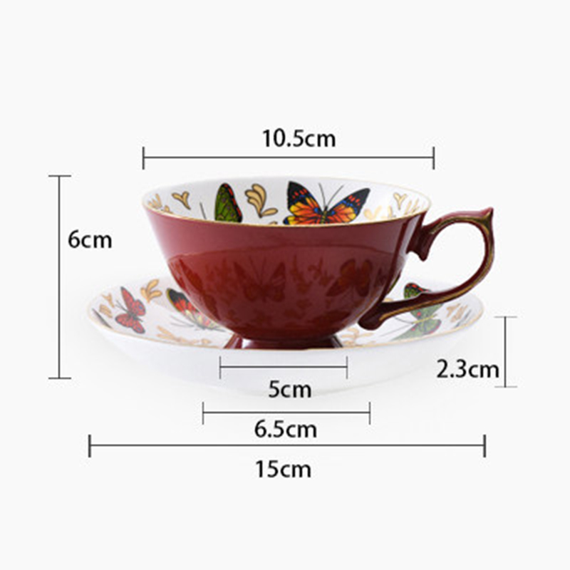 220ml red cup and saucer