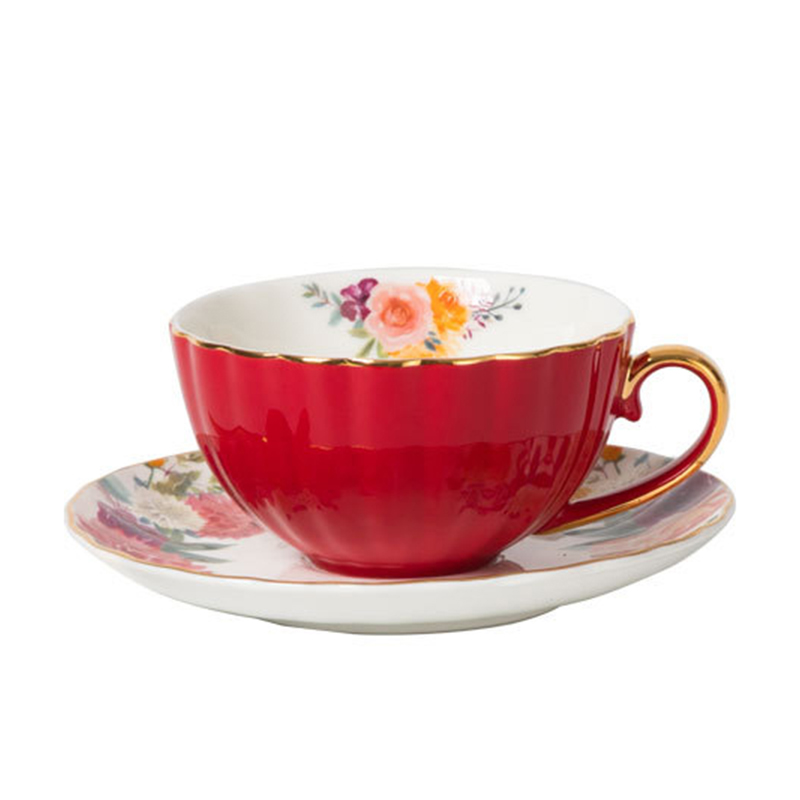 220ml red pumpkin cup and saucer
