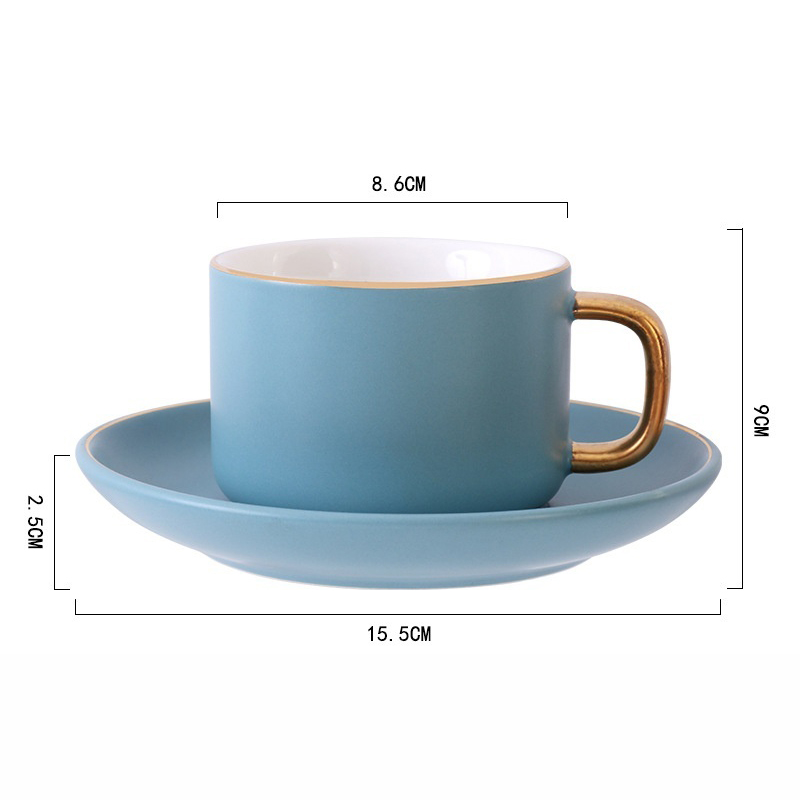 220ml sky blue gold cup and saucer