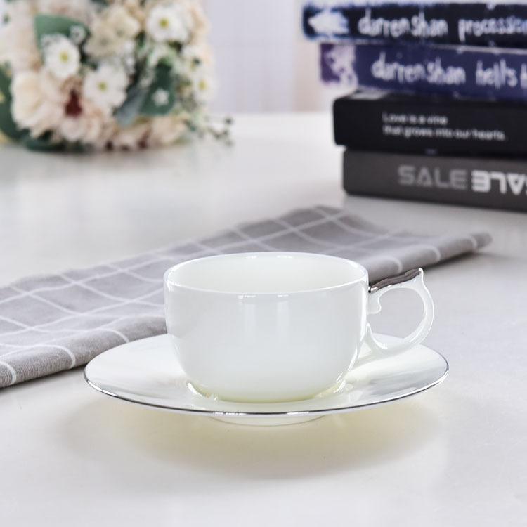 220ml white silver cup and saucer