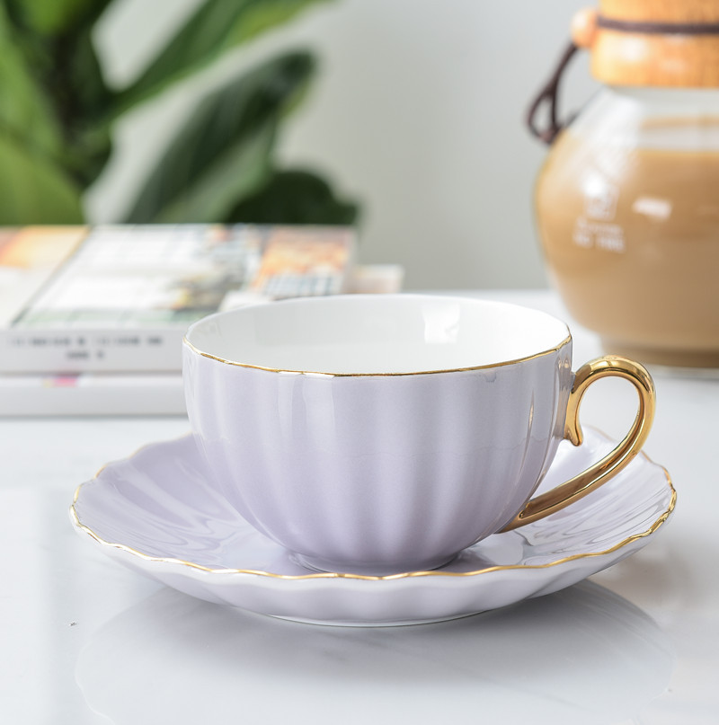 220mm Purple Gold Pumpkin Cup & Saucer