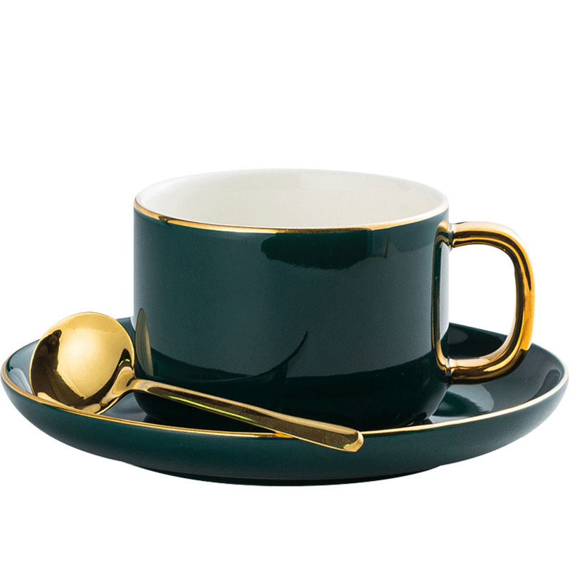 220mm green gold cup and saucer
