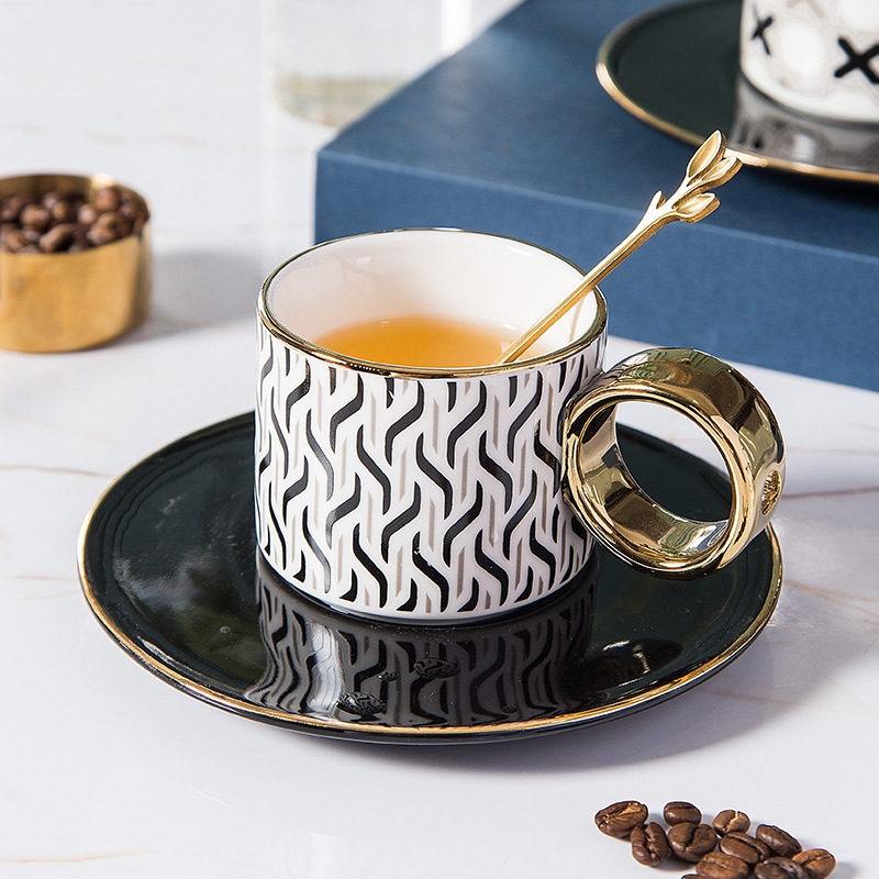 Fancy Espresso Cups Ceramic Coffee Mug Personalized Tea Cup Saucer