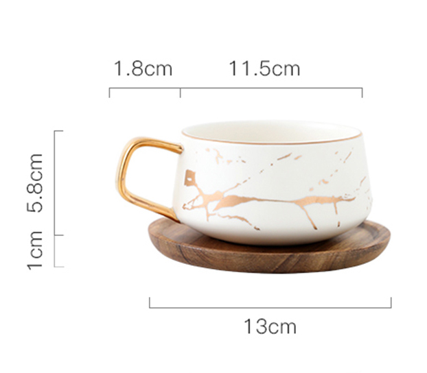 320ml white marbled cup and saucer