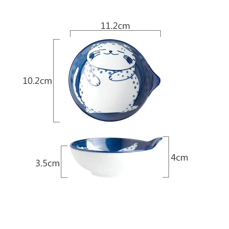 4.5 inch blue cartoon cat bowl-C1