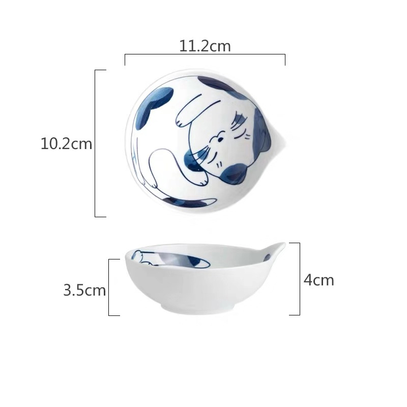 4.5 inch blue cartoon cat bowl-D1