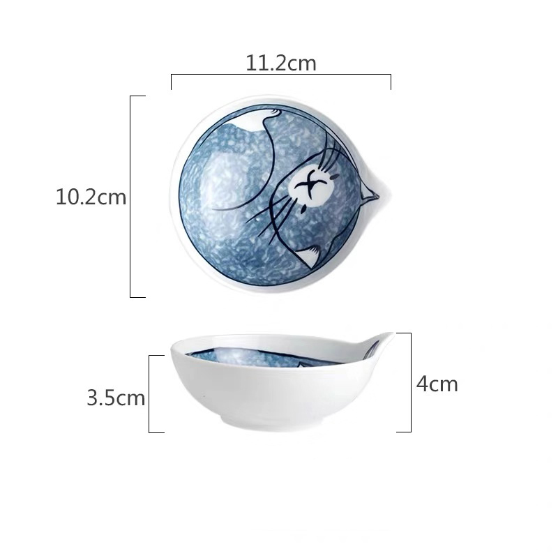 4.5 inch blue cartoon cat bowl-E1