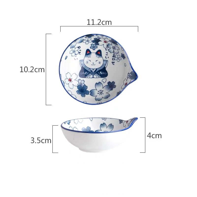 4.5 inch blue cartoon cat bowl-G1