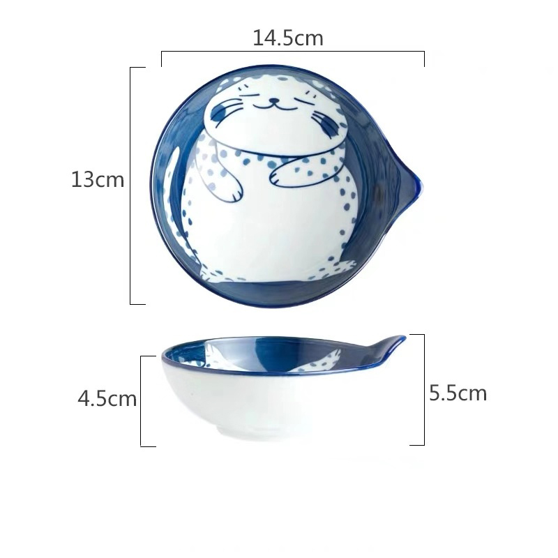 5.5 inch blue cartoon cat bowl-C2