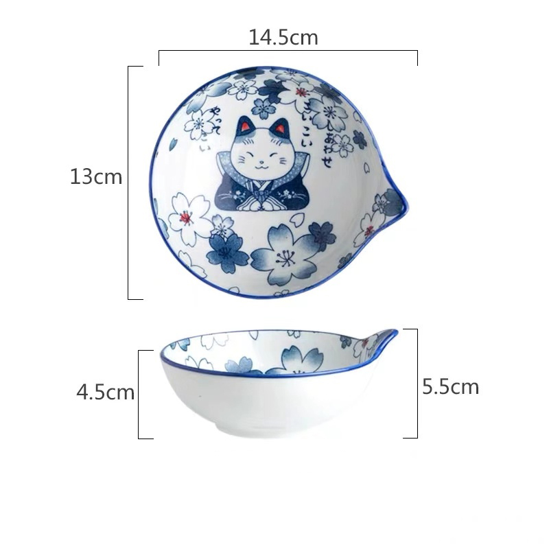 5.5 inch blue cartoon cat bowl-G2