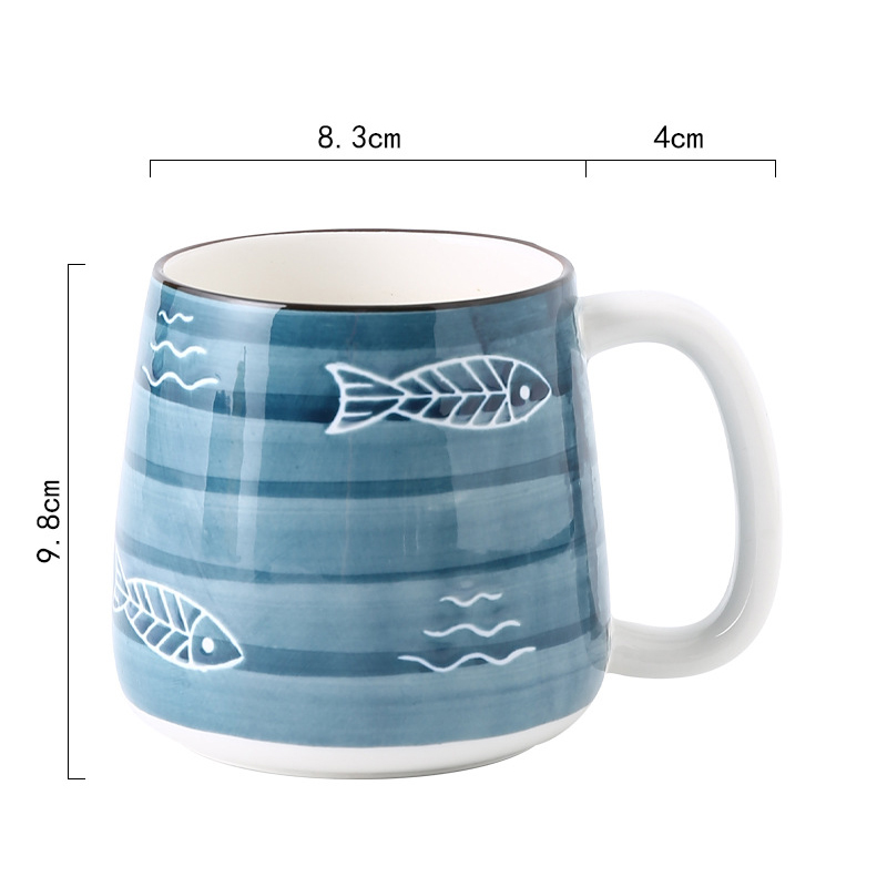 500ml hand painted fish mug