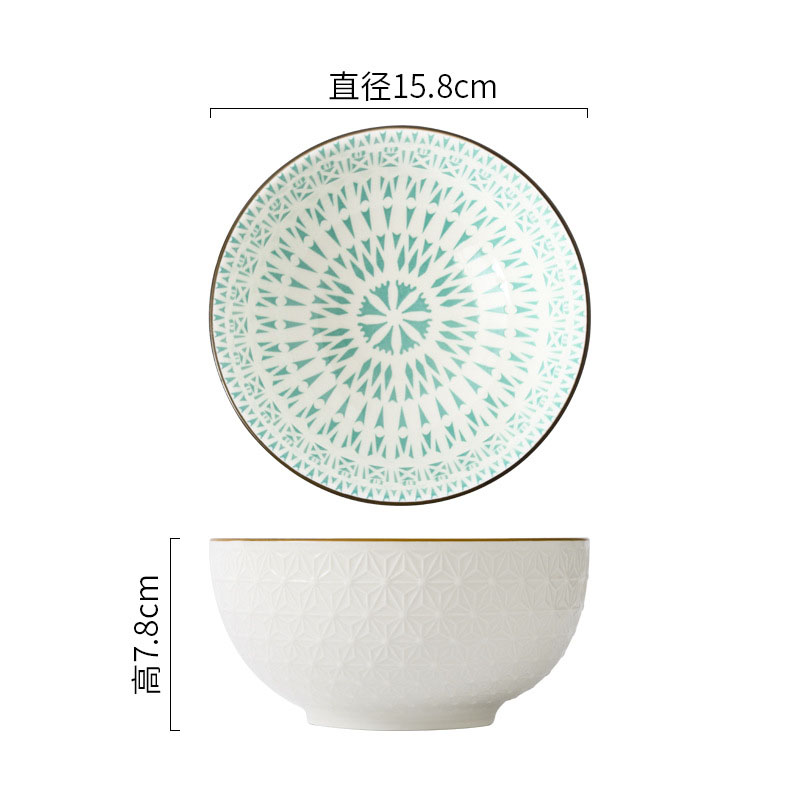 6 inch relief bowl green bloom
