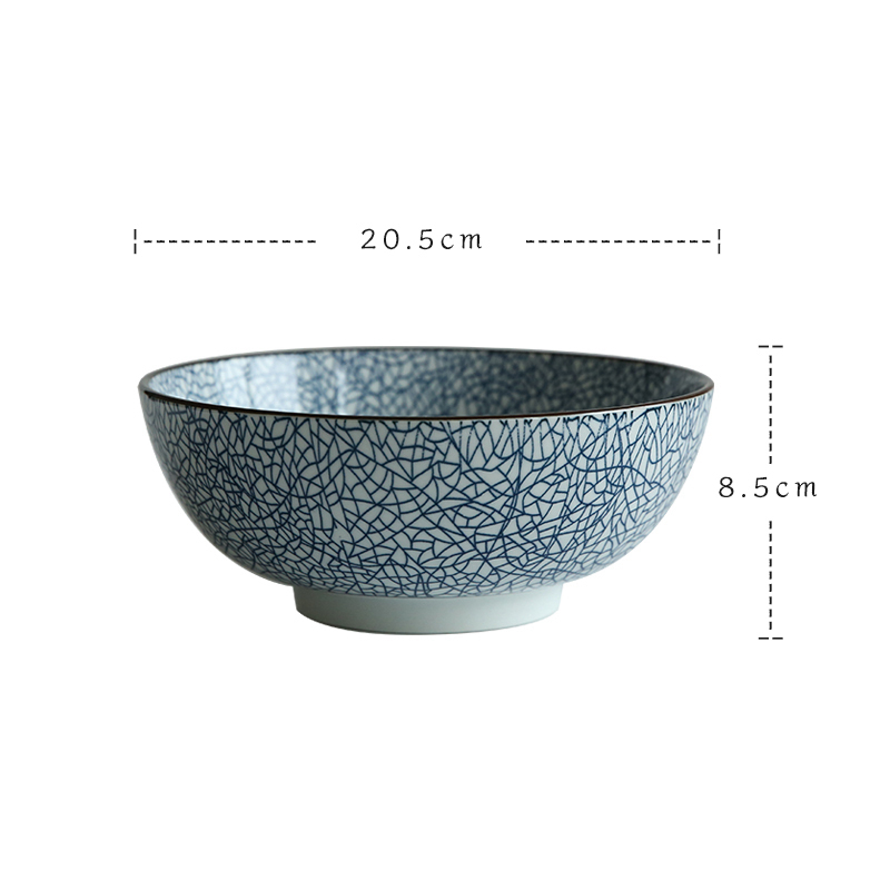 8 inch blue cracked bowl