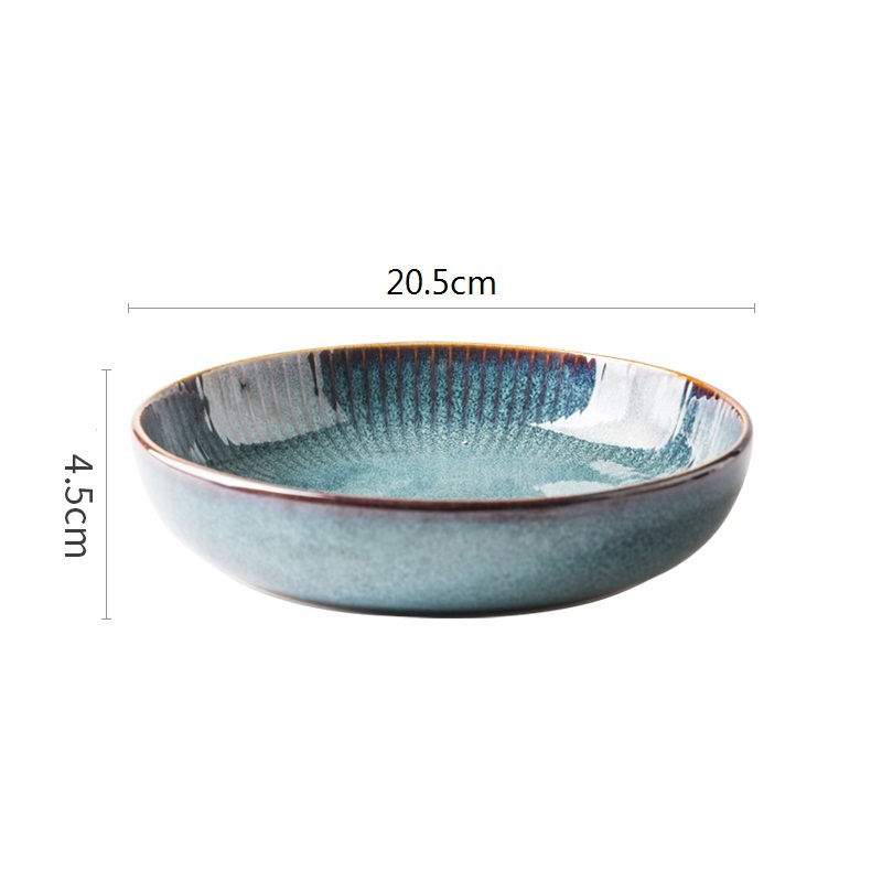 8 inch blue shallow bowl