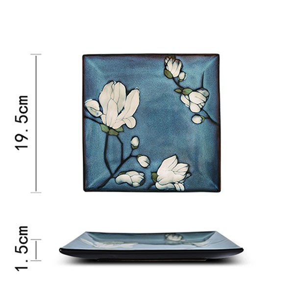 8 inch blue square deep plate